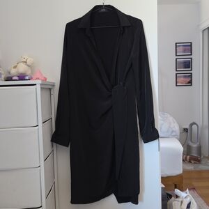 Bastet Noir Silk Black Shirt Dress